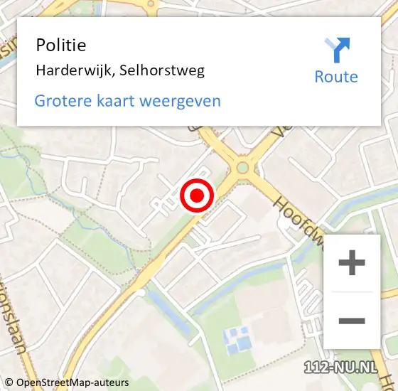 Locatie op kaart van de 112 melding: Politie Harderwijk, Selhorstweg op 21 juli 2022 12:27