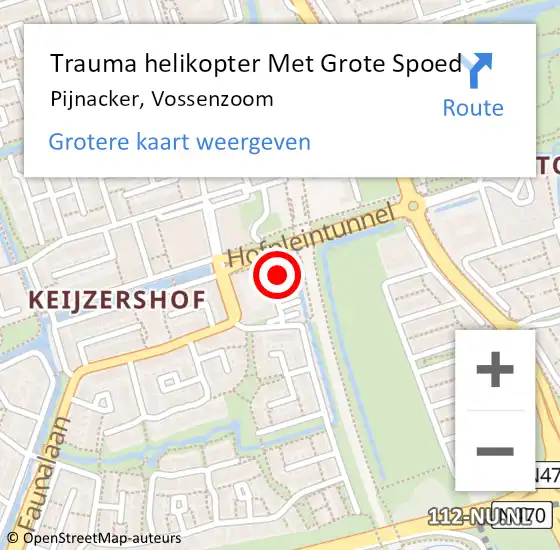 Locatie op kaart van de 112 melding: Trauma helikopter Met Grote Spoed Naar Pijnacker, Vossenzoom op 21 juli 2022 12:51
