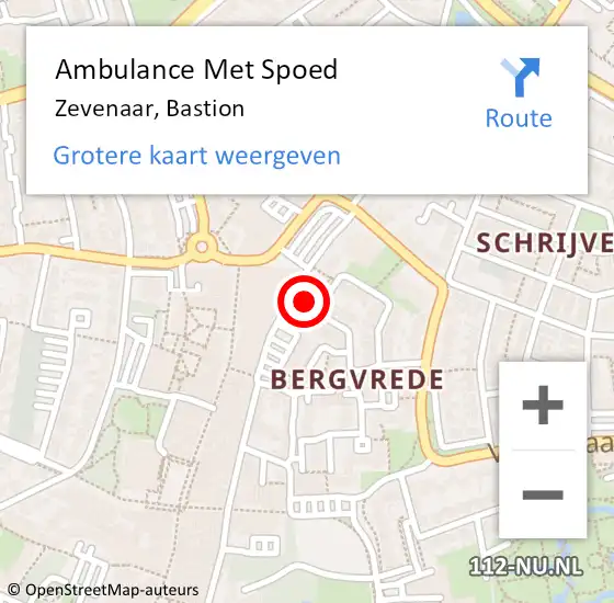 Locatie op kaart van de 112 melding: Ambulance Met Spoed Naar Zevenaar, Bastion op 21 juli 2022 12:56