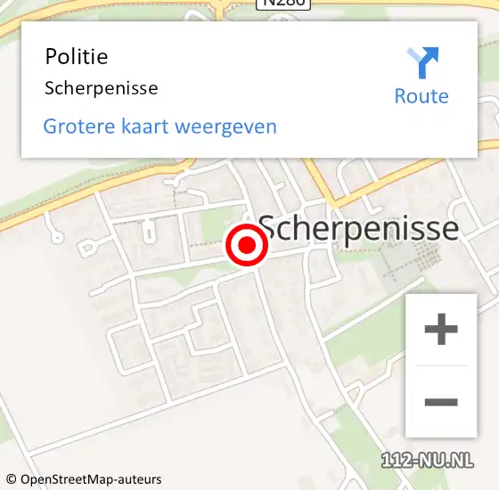 Locatie op kaart van de 112 melding: Politie Scherpenisse op 21 juli 2022 13:08