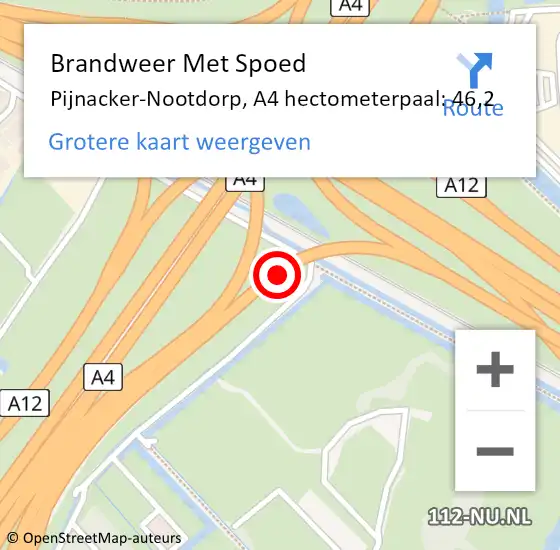 Locatie op kaart van de 112 melding: Brandweer Met Spoed Naar Pijnacker-Nootdorp, A4 hectometerpaal: 46,2 op 21 juli 2022 13:21