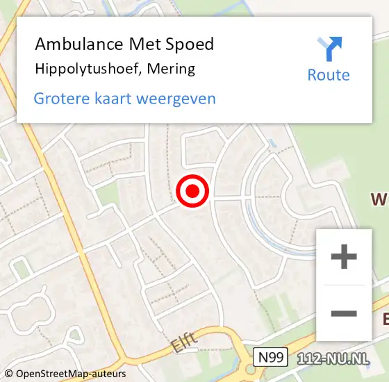 Locatie op kaart van de 112 melding: Ambulance Met Spoed Naar Hippolytushoef, Mering op 21 juli 2022 13:37