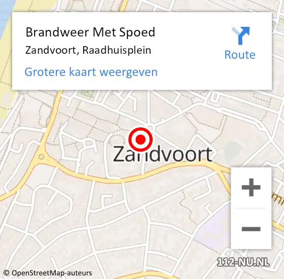 Locatie op kaart van de 112 melding: Brandweer Met Spoed Naar Zandvoort, Raadhuisplein op 21 juli 2022 13:40