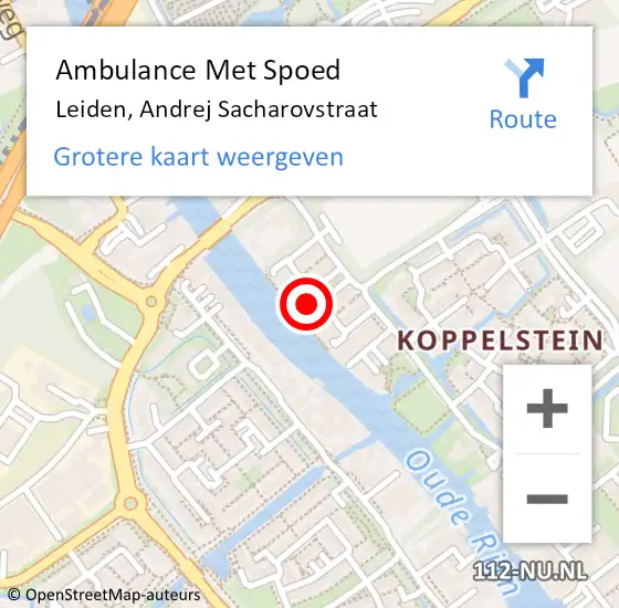 Locatie op kaart van de 112 melding: Ambulance Met Spoed Naar Leiden, Andrej Sacharovstraat op 21 juli 2022 14:08