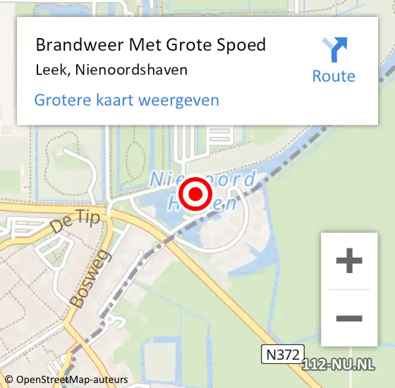 Locatie op kaart van de 112 melding: Brandweer Met Grote Spoed Naar Leek, Nienoordshaven op 21 juli 2022 14:09