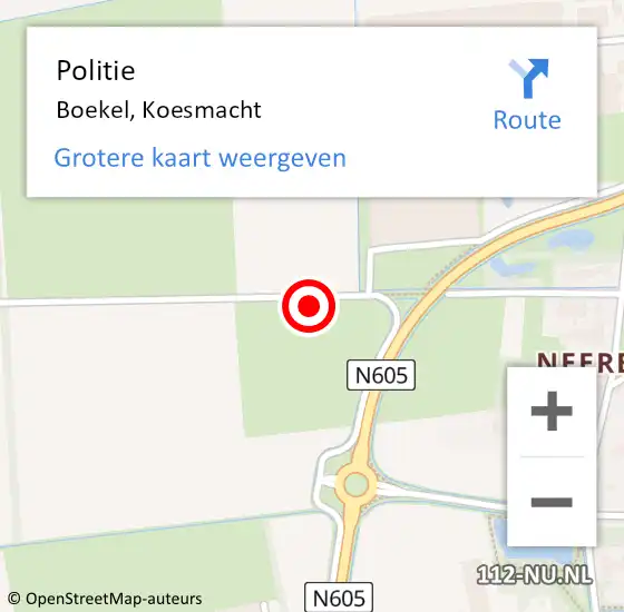 Locatie op kaart van de 112 melding: Politie Boekel, Koesmacht op 21 juli 2022 14:18