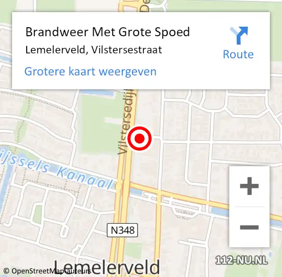 Locatie op kaart van de 112 melding: Brandweer Met Grote Spoed Naar Lemelerveld, Vilstersestraat op 21 juli 2022 14:29