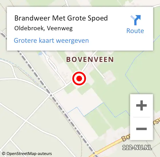 Locatie op kaart van de 112 melding: Brandweer Met Grote Spoed Naar Oldebroek, Veenweg op 21 juli 2022 14:34