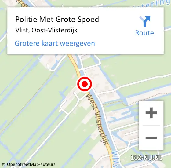 Locatie op kaart van de 112 melding: Politie Met Grote Spoed Naar Vlist, Oost-Vlisterdijk op 21 juli 2022 14:38
