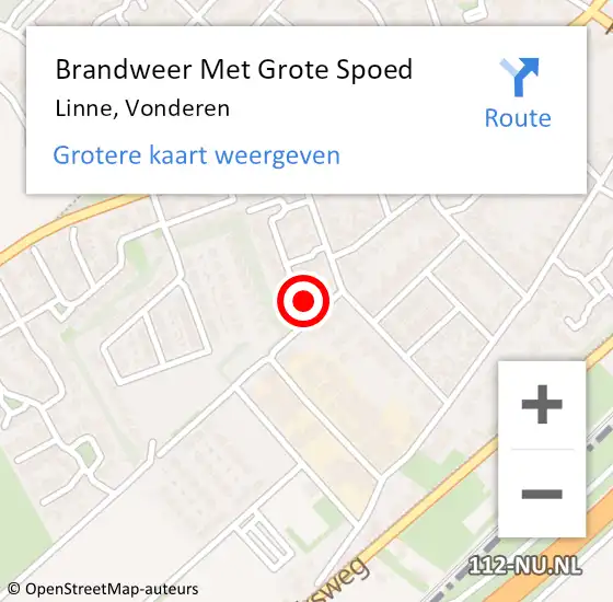 Locatie op kaart van de 112 melding: Brandweer Met Grote Spoed Naar Linne, Vonderen op 21 juli 2022 14:45