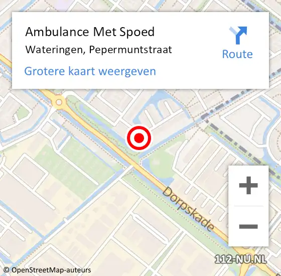 Locatie op kaart van de 112 melding: Ambulance Met Spoed Naar Wateringen, Pepermuntstraat op 21 juli 2022 14:47