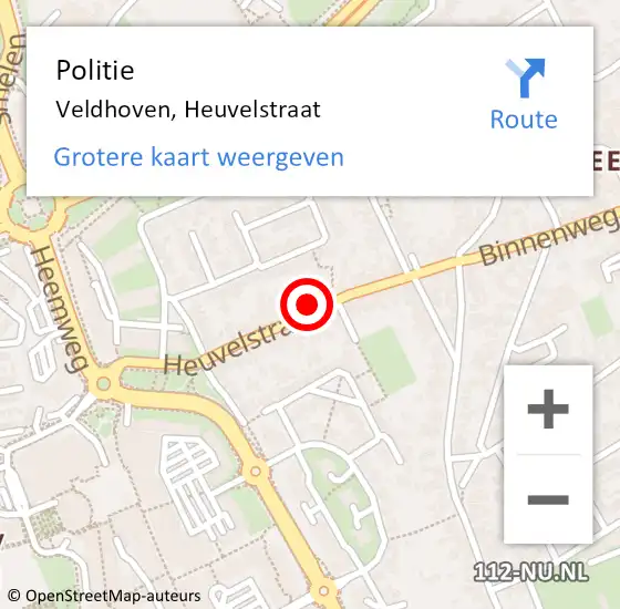 Locatie op kaart van de 112 melding: Politie Veldhoven, Heuvelstraat op 21 juli 2022 14:53