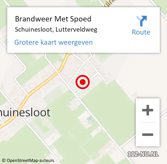 Locatie op kaart van de 112 melding: Brandweer Met Spoed Naar Schuinesloot, Lutterveldweg op 21 juli 2022 15:15