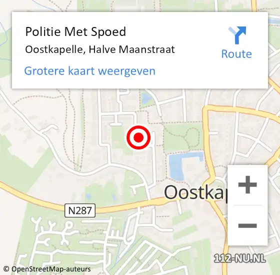 Locatie op kaart van de 112 melding: Politie Met Spoed Naar Oostkapelle, Halve Maanstraat op 21 juli 2022 15:17