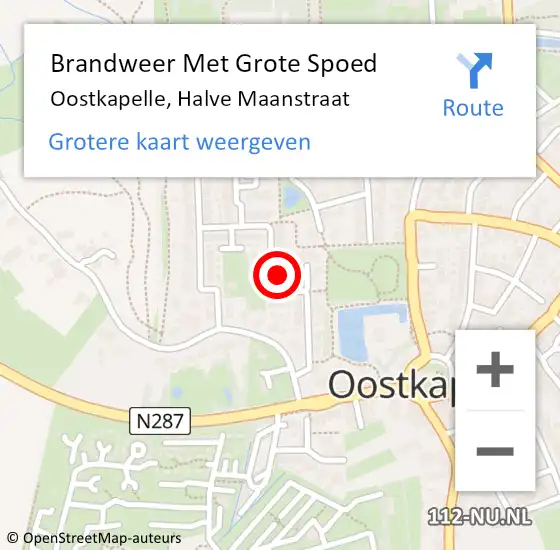 Locatie op kaart van de 112 melding: Brandweer Met Grote Spoed Naar Oostkapelle, Halve Maanstraat op 21 juli 2022 15:17