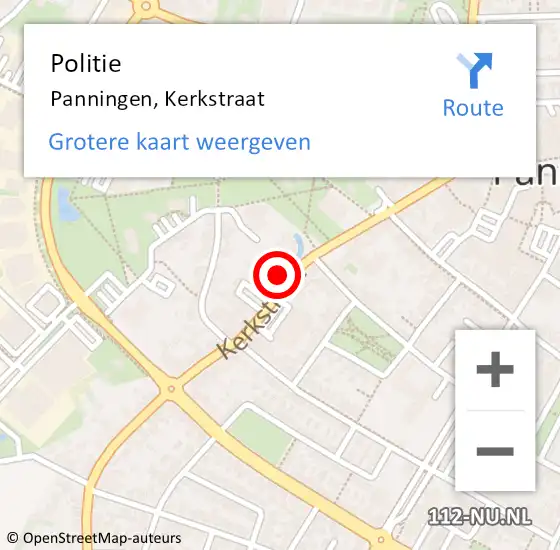 Locatie op kaart van de 112 melding: Politie Panningen, Kerkstraat op 21 juli 2022 15:18