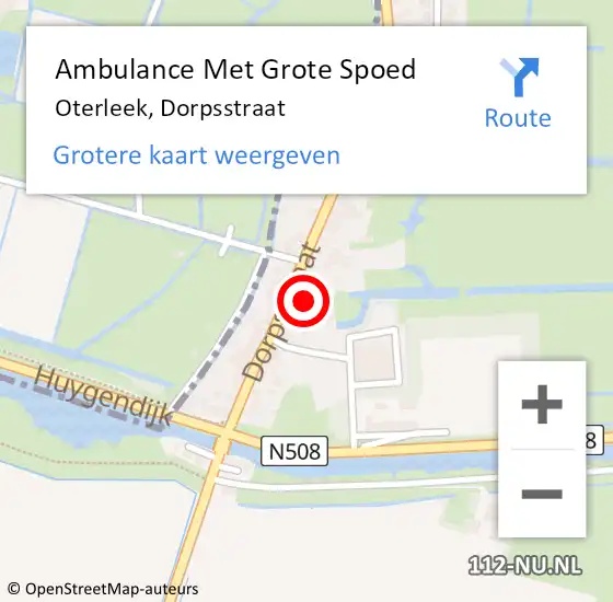 Locatie op kaart van de 112 melding: Ambulance Met Grote Spoed Naar Oterleek, Dorpsstraat op 21 juli 2022 15:23