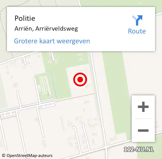 Locatie op kaart van de 112 melding: Politie Arriën, Arriërveldsweg op 21 juli 2022 15:36