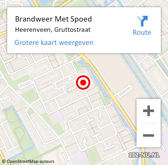 Locatie op kaart van de 112 melding: Brandweer Met Spoed Naar Heerenveen, Gruttostraat op 21 juli 2022 15:38