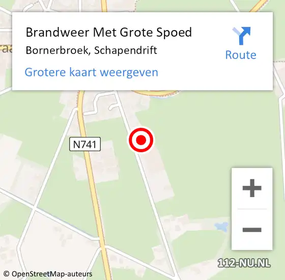 Locatie op kaart van de 112 melding: Brandweer Met Grote Spoed Naar Bornerbroek, Schapendrift op 21 juli 2022 15:45