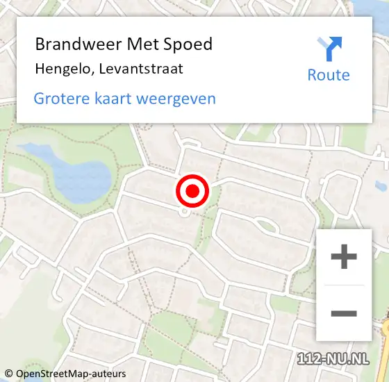 Locatie op kaart van de 112 melding: Brandweer Met Spoed Naar Hengelo, Levantstraat op 21 juli 2022 16:24