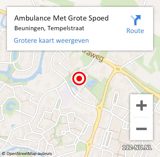 Locatie op kaart van de 112 melding: Ambulance Met Grote Spoed Naar Beuningen, Tempelstraat op 21 juli 2022 16:42