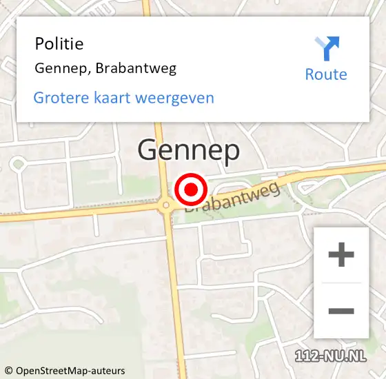 Locatie op kaart van de 112 melding: Politie Gennep, Brabantweg op 21 juli 2022 16:48