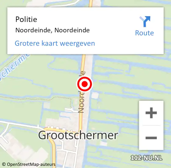 Locatie op kaart van de 112 melding: Politie Noordeinde, Noordeinde op 21 juli 2022 16:55