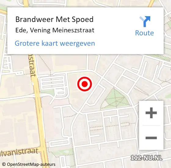 Locatie op kaart van de 112 melding: Brandweer Met Spoed Naar Ede, Vening Meineszstraat op 21 juli 2022 17:10