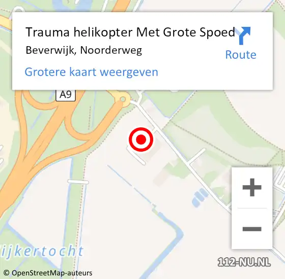 Locatie op kaart van de 112 melding: Trauma helikopter Met Grote Spoed Naar Beverwijk, Noorderweg op 21 juli 2022 17:18