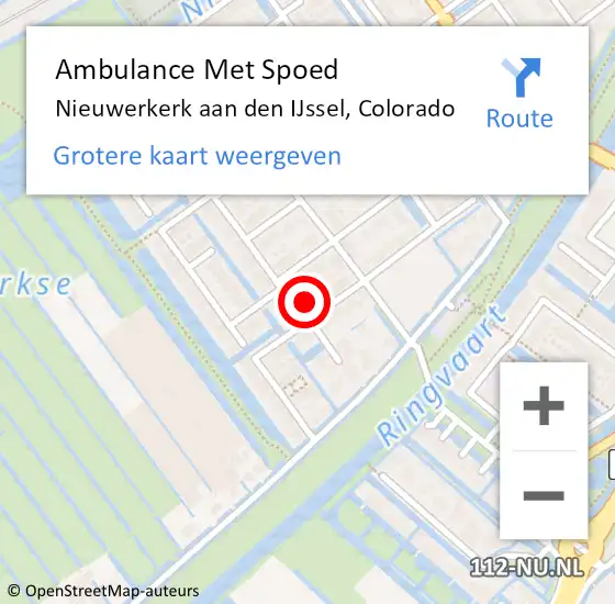 Locatie op kaart van de 112 melding: Ambulance Met Spoed Naar Nieuwerkerk aan den IJssel, Colorado op 21 juli 2022 17:39