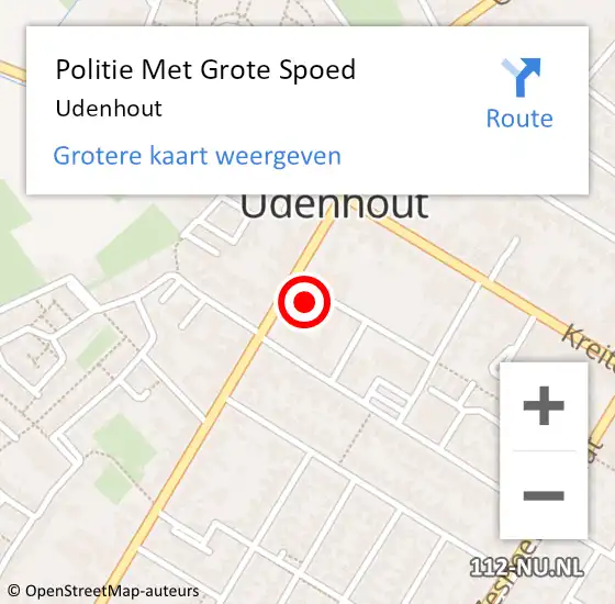 Locatie op kaart van de 112 melding: Politie Met Grote Spoed Naar Udenhout op 21 juli 2022 17:42