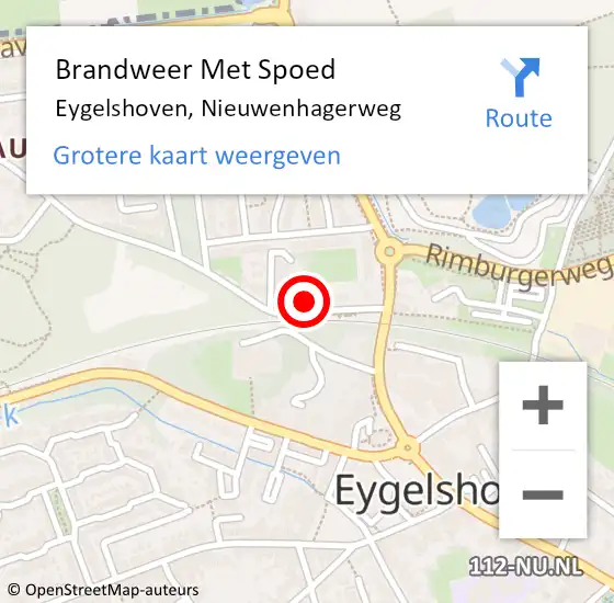 Locatie op kaart van de 112 melding: Brandweer Met Spoed Naar Eygelshoven, Nieuwenhagerweg op 21 juli 2022 17:59