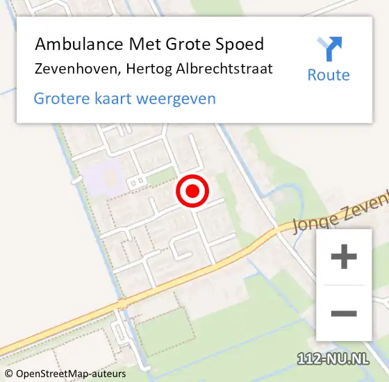 Locatie op kaart van de 112 melding: Ambulance Met Grote Spoed Naar Zevenhoven, Hertog Albrechtstraat op 21 juli 2022 18:16