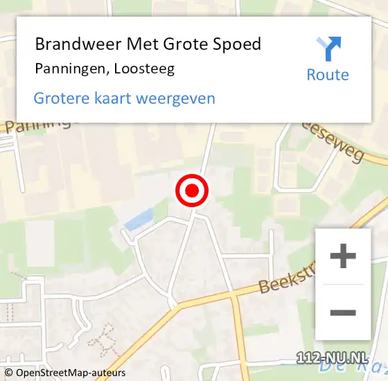 Locatie op kaart van de 112 melding: Brandweer Met Grote Spoed Naar Panningen, Loosteeg op 21 juli 2022 18:49