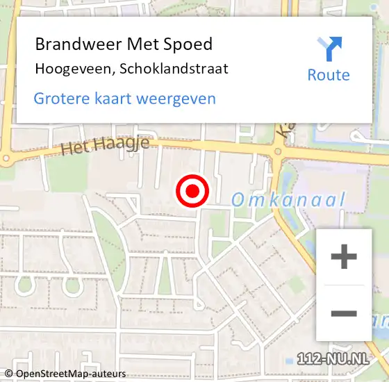 Locatie op kaart van de 112 melding: Brandweer Met Spoed Naar Hoogeveen, Schoklandstraat op 21 juli 2022 19:42