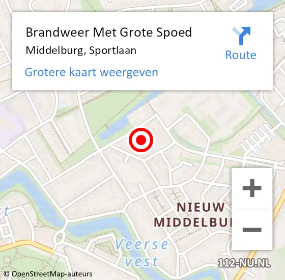 Locatie op kaart van de 112 melding: Brandweer Met Grote Spoed Naar Middelburg, Sportlaan op 21 juli 2022 19:43