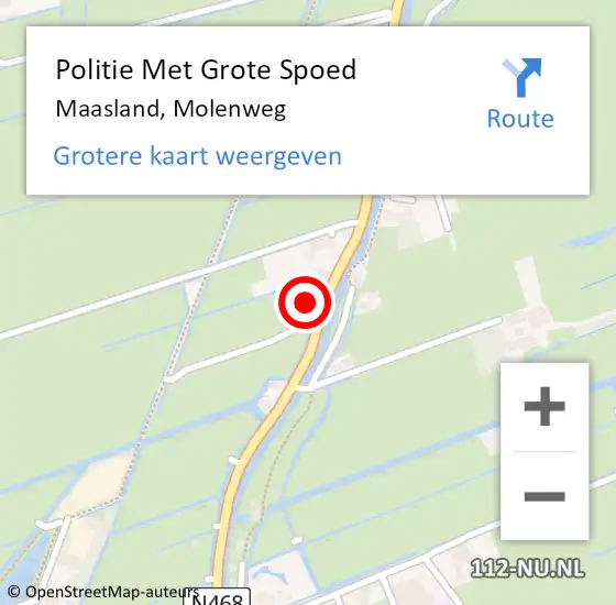 Locatie op kaart van de 112 melding: Politie Met Grote Spoed Naar Maasland, Molenweg op 21 juli 2022 19:54