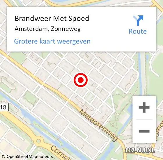 Locatie op kaart van de 112 melding: Brandweer Met Spoed Naar Amsterdam, Zonneweg op 21 juli 2022 20:13