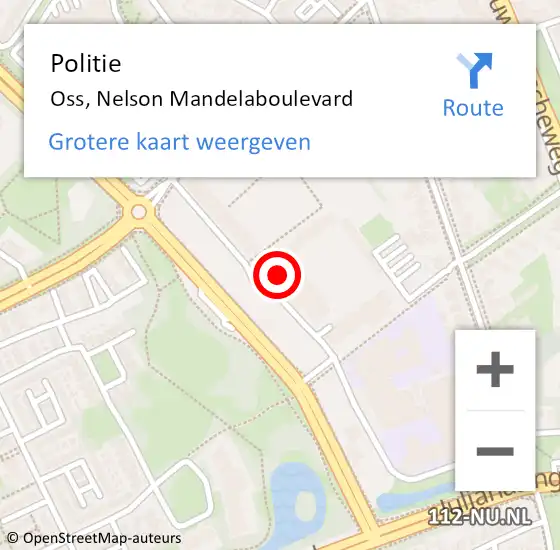 Locatie op kaart van de 112 melding: Politie Oss, Nelson Mandelaboulevard op 21 juli 2022 20:24