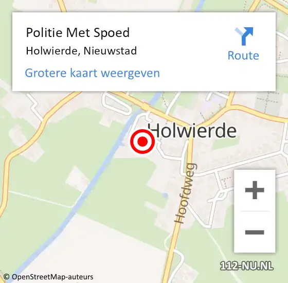 Locatie op kaart van de 112 melding: Politie Met Spoed Naar Holwierde, Nieuwstad op 21 juli 2022 20:31