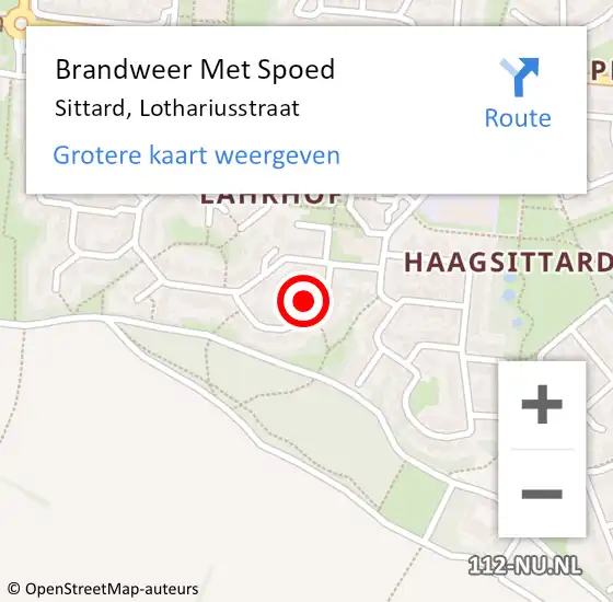 Locatie op kaart van de 112 melding: Brandweer Met Spoed Naar Sittard, Lothariusstraat op 21 juli 2022 21:45