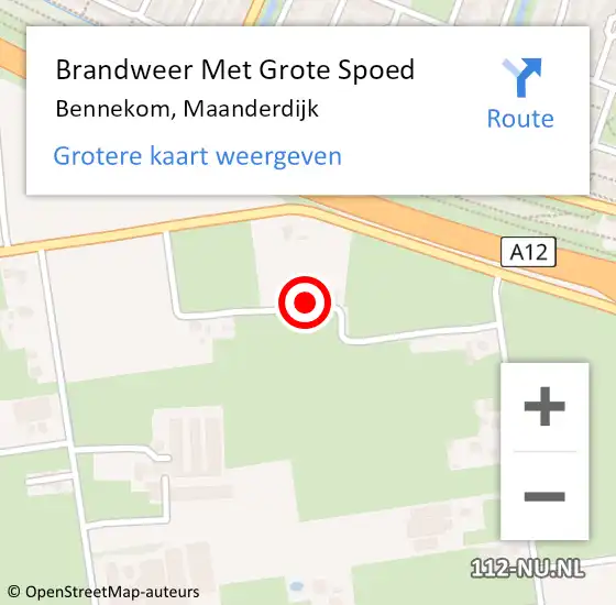 Locatie op kaart van de 112 melding: Brandweer Met Grote Spoed Naar Bennekom, Maanderdijk op 21 juli 2022 21:49