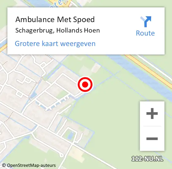 Locatie op kaart van de 112 melding: Ambulance Met Spoed Naar Schagerbrug, Hollands Hoen op 21 juli 2022 22:13