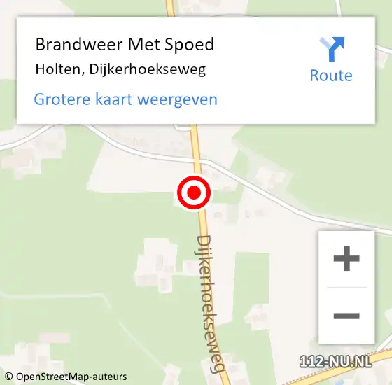 Locatie op kaart van de 112 melding: Brandweer Met Spoed Naar Holten, Dijkerhoekseweg op 21 juli 2022 22:17