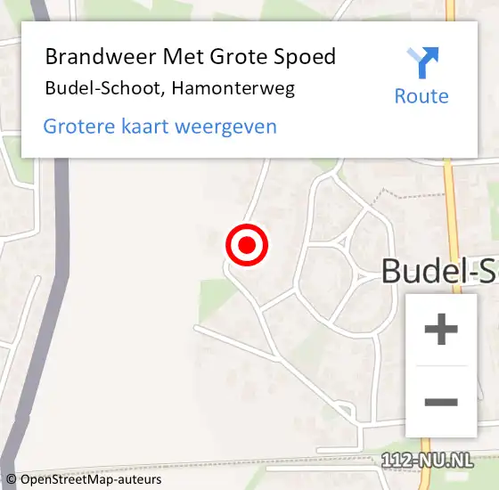 Locatie op kaart van de 112 melding: Brandweer Met Grote Spoed Naar Budel-Schoot, Hamonterweg op 21 juli 2022 22:54