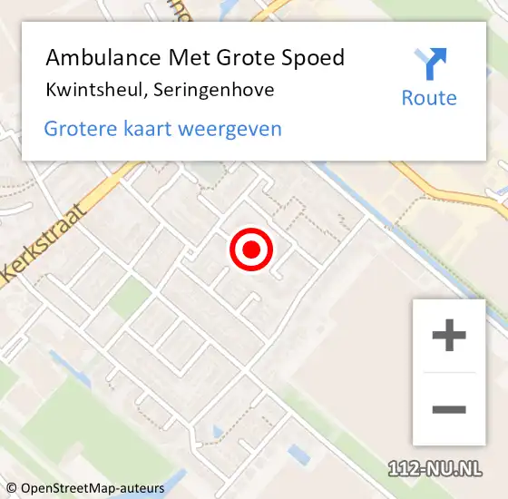 Locatie op kaart van de 112 melding: Ambulance Met Grote Spoed Naar Kwintsheul, Seringenhove op 21 juli 2022 23:00