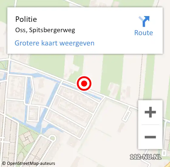 Locatie op kaart van de 112 melding: Politie Oss, Spitsbergerweg op 21 juli 2022 23:10