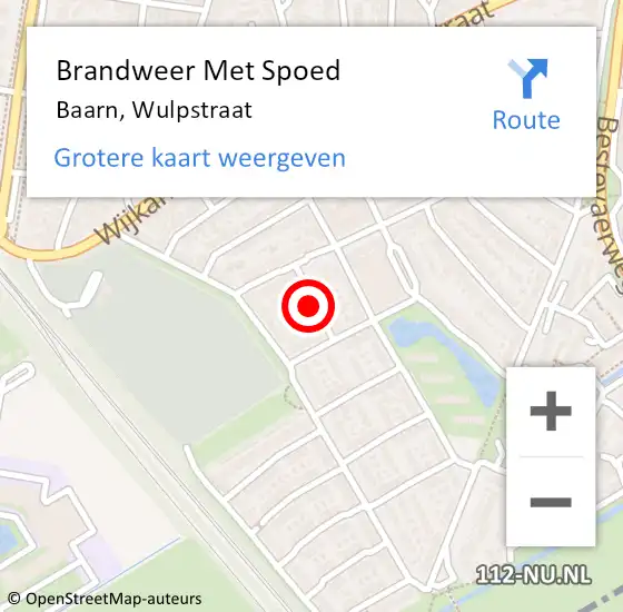 Locatie op kaart van de 112 melding: Brandweer Met Spoed Naar Baarn, Wulpstraat op 24 juli 2014 00:18