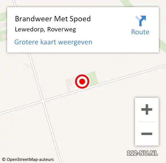 Locatie op kaart van de 112 melding: Brandweer Met Spoed Naar Lewedorp, Roverweg op 22 juli 2022 01:12